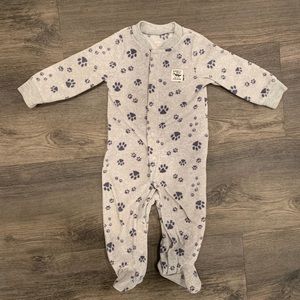carter's® Paw Print Fleece Footie Pajama in Grey